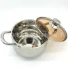 Factory direct sales of stainless steel soup POTS, arc-shaped soup POTS, composite steel soup POTS, colored glass LIDS, large-capacity stewing POTS Item Picture